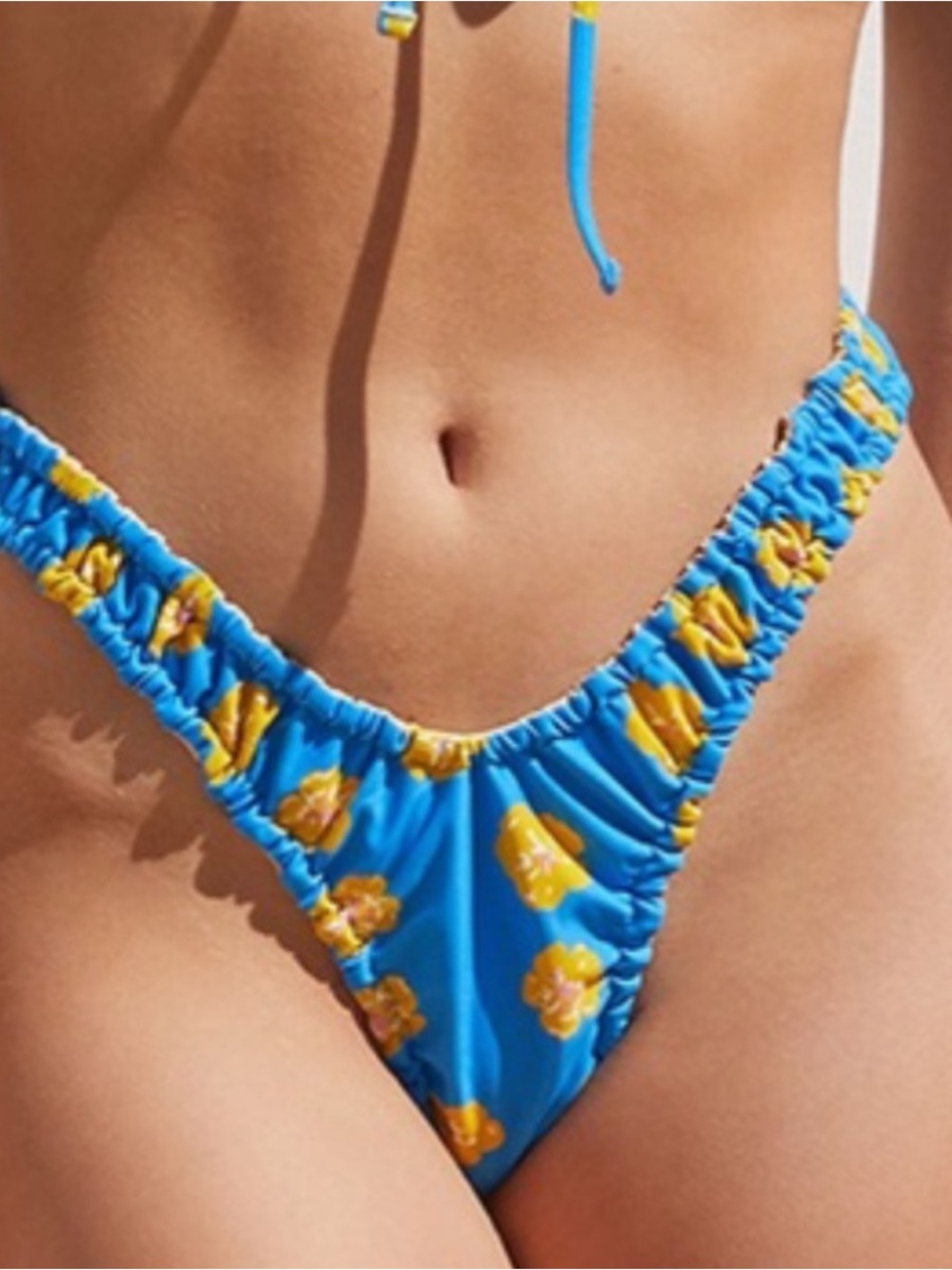Blue Floral Ruched Bikini Set - Picture 2 of 3